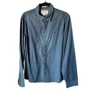 Original Penguin Men's Slim Fit Long Sleeve Blue Button-Up Shirt Size L